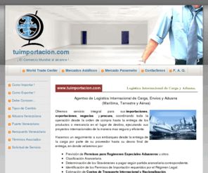 china-freight-forwarding.com: tuimportacion
World Trade Center; Todo sobre Importaciones y Exportaciones, Como negociar con CHINA y el mundo, Proveedores Internacionales, Servicios de Logística Internacional de Carga: Fletes "Aéreos - Marítimos - Terrestres" y Aduana Venezolana. Servicio de envios.