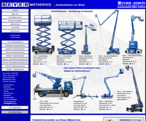 hydraulikkran.com: Hebebühnen mieten - Verleih & Vermietung von Arbeitsbühnen & Steiger  - europaweiter Hebebühnenverleih
Hebebühnen mieten beim Profi. Verleih & Vermietung von Arbeitsbühnen und Steiger. Scherenbühnen, Anhängerbühnen oder Teleskopbühnen zur Miete. Hubarbeitsbühnen europaweit leihen bei Beyer-Mietservice. Hebebühnenverleih unter 01805 929970.