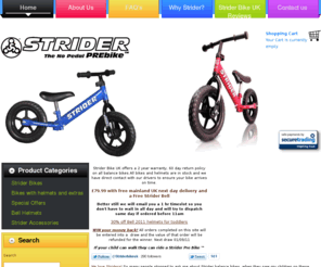 learningearly.co.uk: Strider Bike UK  Shop
Strider Bike UK shop - a no pedal balance bike for young children.Bell and Giro 2011 toddler helmets stockist. Special offers and deals available