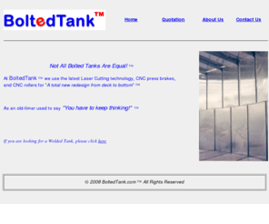 tanqueatornillados.com: BoltedTank.com a superior Tank Bolted Tank Welded Tank Storage Tank Oil
Tank Bolted Tanks Welded Tanks Storage Tanks Oil Tanks Water Tank
Water Tanks
Manufacturer and erector of AWWA, API, and other specs Factory Powder Coated, Galvanized, Black, Stainless Steel Bolted Steel Storage Tanks, sizes from 4,000 to 5 Million Gallons. potable water, waste water, sewage, oil, grain and fire protection.