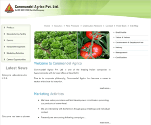 coromandelagrico.com: Agrochemical | Bio Products | Pesticides | Insecticides | Fungicides | Herbicides
Coromandel Agrico Pvt. Ltd Provides Agrochemical, Bio Products, Pesticides, Insecticides, Fungicides, Herbicides in all Over World.