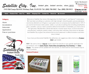 hotstuffglue.com: Welcome to Satellite City  - Instant Glue, Instant Service since 1970
Instant glues for plastic, metal wood, rubber and more! Since 1970