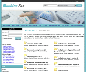 machinefax.net: Sales Service Online Links For Fax Machines And Facsimile Repair
Find your Fax Machines supplier online with classifieds search results.