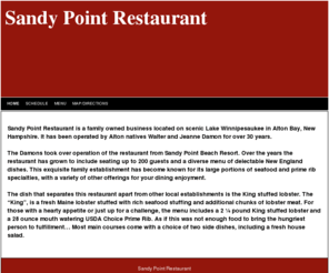 sandypointrestaurant.com: Sandy Point Restaurant, Lake Winnipesaukee, Alton Bay, NH
Sandy Point Restaurant is located on scenic Lake Winnipesaukee in Alton Bay, NH offers seafood and prime rib specialties with a variety of other offerings for your dining enjoyment.