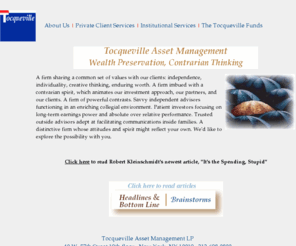 tocqueville.info: Tocqueville Asset Management L.P.
We serve as "financial" family doctors to several generations of global families.  The same value/contrarian approach, which we use for these private clients, is applied in the management of our mutual funds, The Tocqueville Funds.