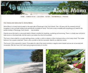 aloha-mana.com: Aloha Mana - Rarotonga Holiday Home Accommodation
Aloha Mana is a lovely two bedroom holiday home for your perfect holiday accommodation in Rarotonga, Cook Islands . . . true paradise.