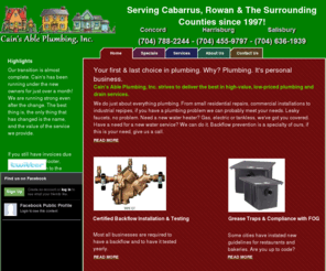 cainsableplumbing.com: Cain's Able Plumbing
Complete plumbing, sewer & drain service located in Concord, Salisbury North Carolina