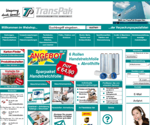 transpak.org: TransPak - Ihr Partner fr Verpackungen, Kartonagen, Fllmaterial, Klebebnder, Speditionsartikel und individuelle Verpackungslsungen
In unserem Online-Shop finden Sie das komplette Sortiment an hochwertigen Verpackungsmaterialien wie z.B. Kartonagen aus Vollpappe und Wellpappe, Buchverpackungen, Versandtaschen, Strechfolien, PE-Folien aller Art. Darber hinaus fhren wir zahlreiches Zubehr und Maschinen fr die effiziente Verpackung Ihrer Waren. Neben unseren Katalogartikeln bieten wir Ihnen auch Sonderanfertigungen nach Ihren individuellen Wnschen und die Einlagerung Ihrer Verpackungsmittel. Gnstige Konditionen, kundenfreundlicher Service uns hohe Qualitt sind fr uns selbstverstndlich.