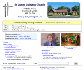 stjamesri.org: St. James Lutheran Church, Rock Island, Illinois
We offer the ministry of Jesus Christ to you and cordially invite you to worship with us.