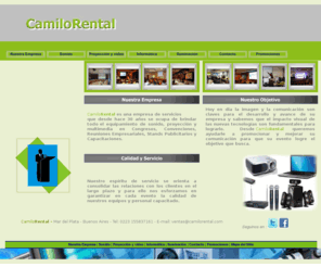 camilorental.com: alquiler de sonido proyectores convenciones 
desde aqui podra solicitar el alquiler y servicio de equipos de proyeccion sonido y video para su convencion congreso evento stand publicitario