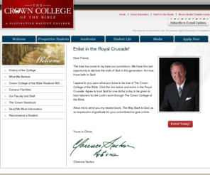 royalcrusade.info: Royal Crusade  - The Crown College of the Bible of the Bible - A Distinctive Baptist College
An Independent Baptist Church in the Knoxville area. Watch our live services online.