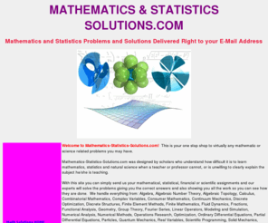 mathematics-statistics-solutions.com: Mathematics and Statistics Solutions
Mathematics, Statistics, Algebra, Calculus, Equations, Geometry, Numerical Analysis, Discrete, trigonometry delivered right to your e-mail address.