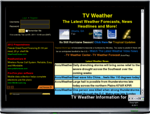 tvweather.org: TV Weather
Welcome to TV Weather, your online directory of TV Weather information inside our cool TV screen layout.