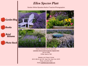 ellenspectorplatt.com: Ellen Spector Platt ©
Ellen Spector Platt author of six books on growing, preserving and decorating with flowers/herbs. lectures nationally; has gorgeous collection of photo stock images.