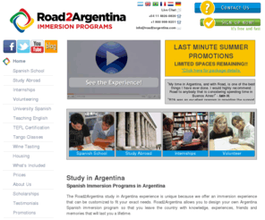 road2argentina.com: Study Argentina - Spanish Immersion in Argentina | Road2Argentina
Study in Argentina with Road2Argentina! Argentina Spanish immersion programs in Buenos Aires: volunteering, internships, TEFL, Spanish courses, more.