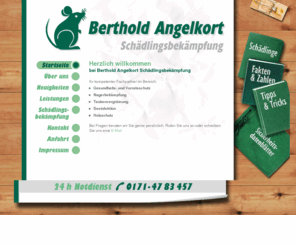 angelkort-schaedlingsbekaempfung.de: Berthold Angelkort Schädlingsbekämpfung - Taubenvergrämung, Nagerbekämpfung
Berthold Angelkort Schädlingsbekämpfung - Fachbetrieb für Schädlingsbekämpfung in Ascheberg. 