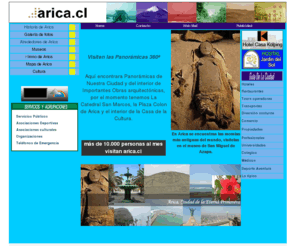 arica.cl: .::EL PORTAL DE ARICA::.
Portal de la ciudad de Arica, información turistica y de servicios, guía internet de servicios de la ciudad de Arica.