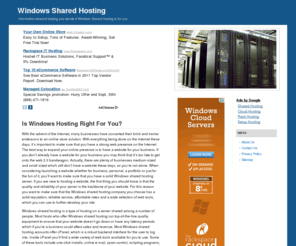 windowssharedhosting.com: Windows Shared Hosting
Straight to the point information aimed at helping you find the right Windows Shared Hosting for you.
