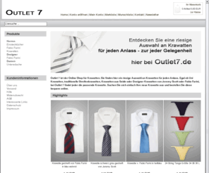 decowelt.com: Outlet 7 - Der günstige Herrenaussatter im Internet • Günstige Krawatten ab 6.99
Günstige Krawatten im Onlineshop, Krawatten ab 6,99, jede Krawatte sofort lieferbar.