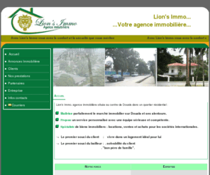 lionsimmo.net: Lion's Immo - Agence Immobilière
Agence immobilière Douala, immobilier,appartements à louer,villas duplex à louer, studios à louer,terrains maisons à louer,logements,hébergements,terrains entrepôts à vendre,bureaux magasins à (...)