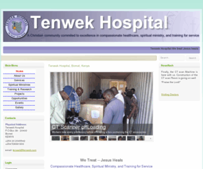 tenwekhospital.org: Tenwek Hospital, Bomet, Kenya
Tenwek Hospital. Welcome to Tenwek website. We provide compassionate health care, spiritual enrichment and training for service