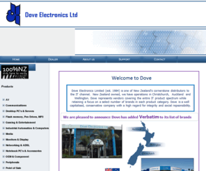 dove.co.nz: Welcome To Dove Electronics
Dove Electroncis is a privately owned wholesale distributor of computer components and peripherals.