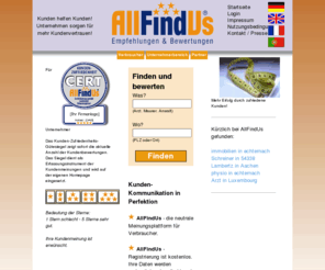 allfindus.com: Startseite - AllFindUs ... suchen, finden und empfehlen.
AllFindUs - Kundenzufriedenheit aus Sicht des Konsumenten - 