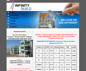 infinitybuild.com: Infinity Ltd. - Construction Company
Infinity Build – Construction Company with portfolio covers the Black sea Coast and the East and Middle Balkan Mountain. ИНФИНИТИ БИЛД е строително – инвестиционна компания, създадена през 1991г., работеща както на Българския, така и на международният пазар за строителство и управление на недвижими имоти.