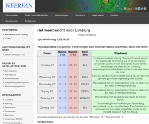 weerfan.com: Het weerbericht voor Limburg - Ruben Weytjens
Het weerbericht voor Limburg. Witte Kerst? Mooi vakantieweer? Winterbanden nodig?