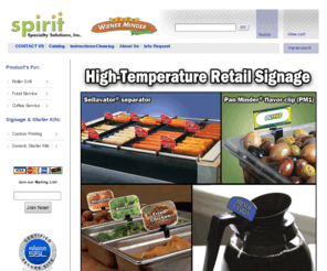 wienerminder.com: Spirit Specialty Solutions - Foodservice Merchandisers!
Spirit Specialty Solutions is your one stop shop for all your Foodservice and Coffee Service Merchandising needs! From Roller Grills, to Warmer Cabinets, to Food Pans, to Coffee Pots, and more!