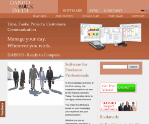 daishoblacksmith.com: Software  -   Daisho Blacksmith
Daisho ist die integrierte Organizer-Software für Professionals. Zeitmanagement, Kontaktmanagement, Email. Die Outlook Alternative. 30 Tage kostenloser Test!