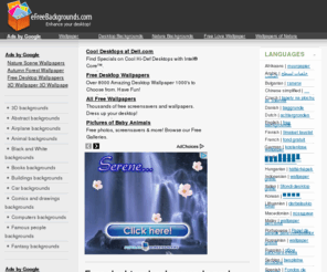 efreebackgrounds.com: Free desktop backgrounds and wallpapers
Free desktop backgrounds including HD (1080p and 720p). Thousands of wallpapers in 3D, fantasy, funny, animal, car, landscape and many other categories.