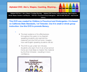 abc2dvd.com: Alphabet DVD Part 1: Abc's, Shapes, Counting, Rhyming...
Alphabet DVD includes letter sounds, vowel sounds, high frequency words, single syllable rhyming, number counting and recognition. Great for homework or classroom, small group or whole group.