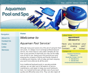 aquamanpoolandspa.net: Aquaman Pool and Spa - Stouffville, Ontario  L4A-7X3 - Aquaman Pool Service, Stouffvi
Welcome to Aquaman Pool Service!  We offer services to maintain your swimming pool. We are located in Stouffville, Ontario.