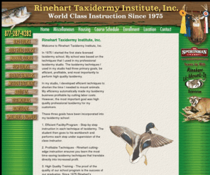 umountit.com: Attend Taxidermy School at the Rinehart Taxidermy School for Taxidermists
Rinehart Taxidermy Institute is a taxidermy school offering weekly taxidermy instruction for birds, deer heads, mammals, and fish. Free housing In Taxidermy School.