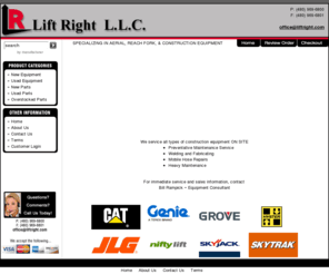 liftright.com: Heavy Equipment Maintenance | Construction Maintenance Services | Aerial and Reach Fork Construction Equipment
Specializing In Aerial, Reach Fork, & Construction Equipment. We service all types of construction equipment ON SITE for Preventative Maintenance Service, Welding and Fabricating , Mobile Hose Repairs and Heavy Maintenance.<br> 
