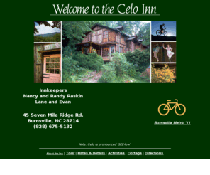 celoinn.com: Welcome to the Celo Inn
Celo Inn, the best B&B Inn in Yancey County, located 13 miles from Burnsville - close to the Blue Ridge Parkway and Mt. Mitchell.