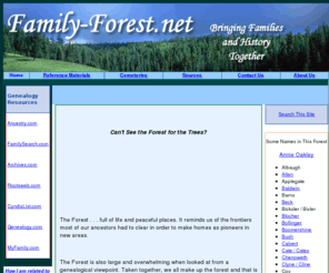 family-forest.net: Family Forest Home Page
A Genealogy project for many families including Statler, Sparks, Moon, Chenoweth, Calvert, Dye, Sayers, Boomershine, Allen, etc. Fully Searchable