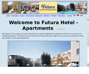 futurahotel.com: FUTURA HOTEL - APARTMENTS - CRETE ISLAND, MALEME, GREECE, CHANIA, swimming pool, child's pool, Internet facilities, reception, restaurant, Pool Bar, Mini Market, Rooms, Rent, rooms for rent, discount, offer, price, vacation, Platanias, beach hotels on crete, hotel on crete, hotel crete greece, hotels crete greece, crete greece hotel, crete greece hotels, greece crete hotels, greece crete hotel, greece crete, accomodation in maleme, luxury hotels in greece, luxury hotel in greece, greece vacation rental, honeymoon in greece, greek honeymoon, discount hotels in greece, cheap hotels in greece
FUTURA HOTEL, APARTMENTS, CRETE ISLAND, MALEME, GREECE, CHANIA 