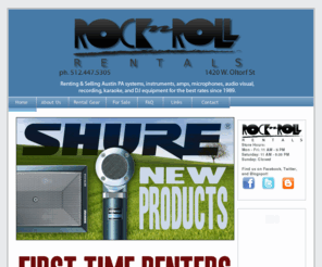 rocknrollrentals.com: Rock N Roll Rentals - Home
Renting & Selling Austin PA systems, instruments, amps, microphones, audio visual,recording, karaoke, and DJ equipment for the best rates since 1989.