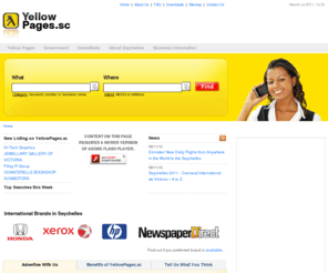 yellowpages.sc: The Official Online Telephone Directory for Seychelles
YellowPages.sc is the official online business directory for the Seychelles Islands, with comprehensive information on businesses in Seychelles.