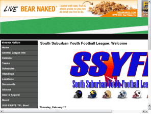 ssyfl.net: South Suburban Youth Football Leauge
Eastview, Rosemount, Apple Valley, Eagan, Lakeville North, Lakeville South 7th and 8th grade football league.