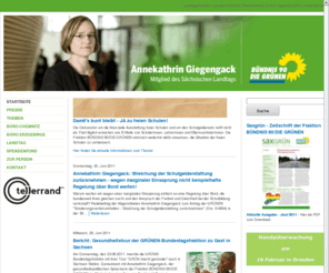 giegengack.de: Startseite - Annekathrin Giegengack - Mitglied des Sächsischen Landtags
Annekathrin Giegengack ist grüne Landtagsabgeordnete in Sachsen