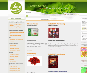 xn--th-pu-erh-c4a.com: ASIECO - GINSENG Rouge- Extrait de Ginseng Rouge de Corée, Goji Himalaya, Aloe-Vera, Maca, Guarana
Selection de Plantes 100% naturelles et Bio - Ecocert ou Qualité France -
Ginseng rouge (Corée), Goji (Himalaya),Aloe-Vera (gel & crèmes),Guarana (Bresil),Maca (perou), tisanes (Vietnam) 