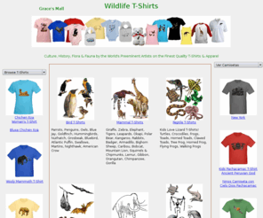 gracesmall.com: Animal T-Shirts
Wildlife & Natural History Art on Tees, Sweat Shirts and Apparel.  Giraffe, Elephant, Polar Bear, Dogs, Ocean Life, Squirrels, Chipmunks, Mountain Lion, Lynx, Caribou, Tiger