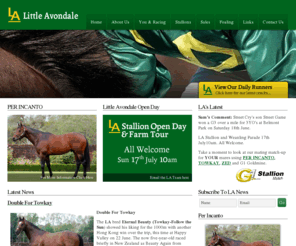 lastud.co.nz: LA Stud - the thoroughbred stud that's Big On Winning.
Wairarapa, standing two stallions and offering breeding and yearling preparation. Includes stallion pedigrees, foaling records, breeding applications