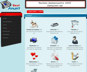 bestanunt.com: Site-ul numarul 1 de anunturi din Romania
Anunturi din Romania pe categorii: Animale de companie, Auto-moto, Educatie, Electronice, Imobiliare, Locuri de munca, Matrimoniale, Servicii, Turism, Vanzari diverse