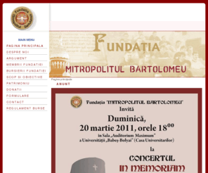 fundatiabartolomeu.ro: Fundatia "Mitropolitul Bartolomeu" - Pagina principala
Fundatia Mitropolitul Bartolomeu, Joomla - the dynamic portal engine and content management system