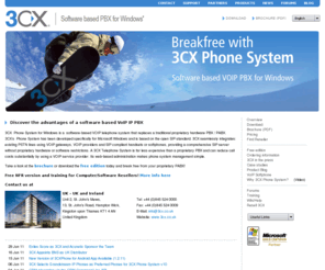 3cx.co.uk: 3CX Phone System - software based VoIP IP PBX / PABX for Windows
3CX VOIP PBX - provides an easy to use, plug and play SIP - IP PABX for Windows. With a software based IP PBX you will save on PBX maintenance and halve your phone bill. Download the FREE edition today and break free from your proprietary phone system!