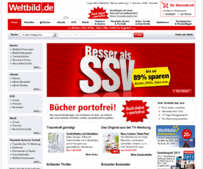 weltbild-verlag.com: Weltbild.de - Bücher versandkostenfrei, DVDs, CDs, Spielzeug, PC Spiele und vieles mehr
Bücher portofrei bei Weltbild.de. Über 3 Mio. Artikel: Bücher, DVDs, CDs, Geschenke, Elektronik, Software & Spielwaren mit bis zu 50% Preisvorteil gegenüber früheren Ladenpreisen!